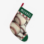 野球のホリデーギフト スモールクリスマスストッキング (正面 (吊り時))