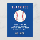 野球のボール テーマの子供の誕生日パーティー ありがとう ポストカード (正面)