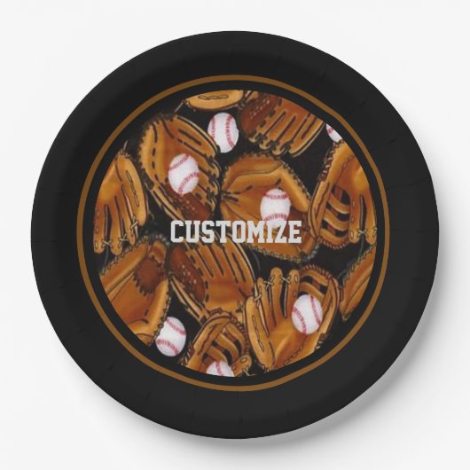 野球のミッツ模様 ペーパープレート (正面)