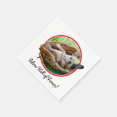 野球のミットを描いたかわいい子犬 スタンダードカクテルナプキン (角)