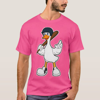 野球のラケットヘルメットで野球のアヒル Tシャツ
