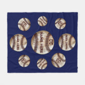 野球のラフェイクンダムパーソナライズされたヴィンテージ毛布 フリースブランケット (正面(横))