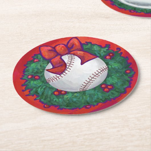 野球のリースオン・レッド ラウンドペーパーコースター (アングル)