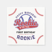 野球のルーキー・オブ・ザ・イヤー1歳の誕生日 スタンダードカクテルナプキン (正面)