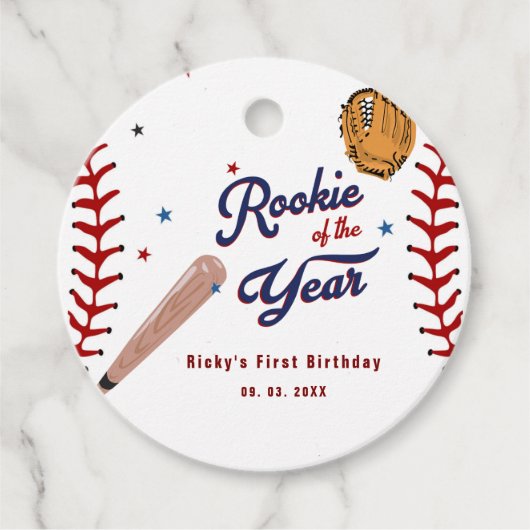 野球のルーキー・オブ・ザ・イヤー・ベースボールの第1回目の誕生日 フェイバータグ (正面)