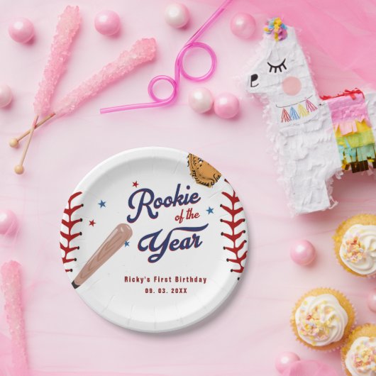 野球のルーキー・オブ・ザ・イヤー・ベースボールの第1回目の誕生日 ペーパープレート (パーティー)
