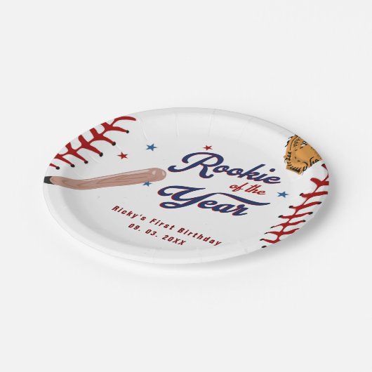 野球のルーキー・オブ・ザ・イヤー・ベースボールの第1回目の誕生日 ペーパープレート (アングル)