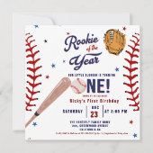 野球のルーキー・オブ・ザ・イヤー・ベースボールの第1回目の誕生日 招待状 (正面)