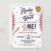 野球のルーキー・オブ・ザ・イヤー・ベースボールの第1回目の誕生日 招待状 (正面)