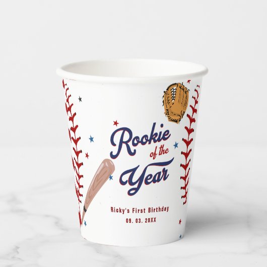 野球のルーキー・オブ・ザ・イヤー・ベースボールの第1回目の誕生日 紙コップ (正面)