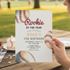 野球のルーキー・オブ・ザ・イヤー 7歳の誕生日 招待状