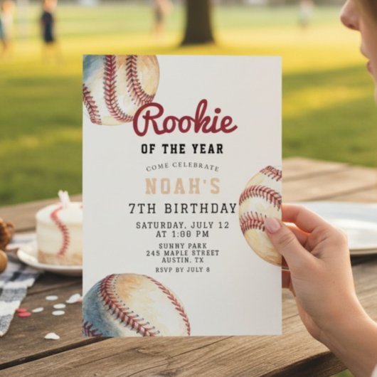 野球のルーキー・オブ・ザ・イヤー 7歳の誕生日 招待状