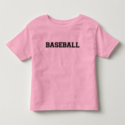 野球の乳幼児用ラインネックTシャツ（ピンク） トドラーTシャツ (正面)