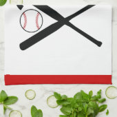 野球の交差こうもりとキャップ黒赤カスタム キッチンタオル (折り畳み)