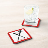 野球の交差こうもりとキャップ黒赤カスタム コースター (右側)