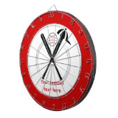 野球の交差こうもりとキャップ黒赤カスタム ダーツボード (正面右)