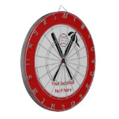 野球の交差こうもりとキャップ黒赤カスタム ダーツボード (正面左)