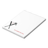 野球の交差こうもりとキャップ黒赤カスタム ノートパッド (回転)