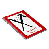 野球の交差こうもりとキャップ黒赤カスタム ノートブック (右側)