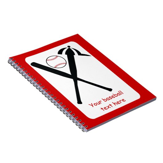 野球の交差こうもりとキャップ黒赤カスタム ノートブック (右側)