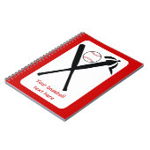 野球の交差こうもりとキャップ黒赤カスタム ノートブック (左側)