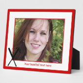 野球の交差こうもりとキャップ黒赤カスタム フォトプラーク (側面)