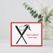 野球の交差こうもりとキャップ黒赤カスタム ポストカード (スタンド正面)