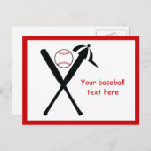 野球の交差こうもりとキャップ黒赤カスタム ポストカード (正面/裏面)