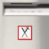 野球の交差こうもりとキャップ黒赤カスタム マグネット (インサイチュ (食洗機))