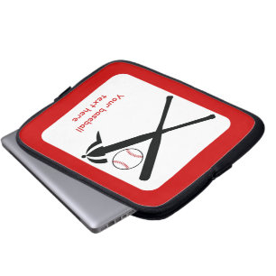 野球の交差こうもりとキャップ黒赤カスタム ラップトップスリーブ