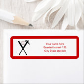 野球の交差こうもりとキャップ黒赤カスタム ラベル (インサイチュ)