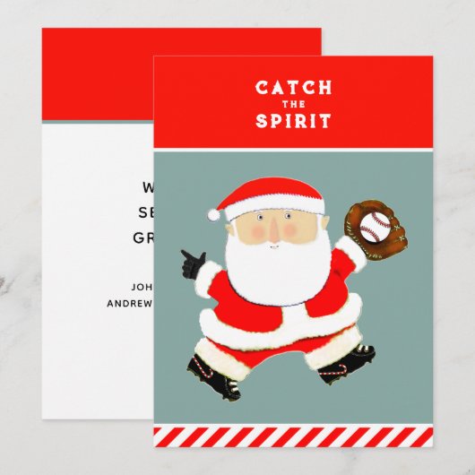 野球の休日のクリスマスカード シーズンカード (正面/裏面)
