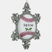 野球の休日デザイン、 スノーフレークピューターオーナメント (左)