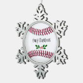 野球の休日デザイン、 スノーフレークピューターオーナメント (右)