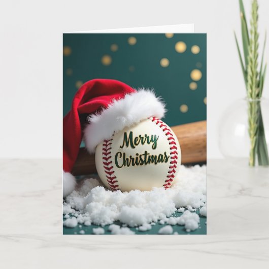 野球の休日 メリークリスマスカード カード (正面)