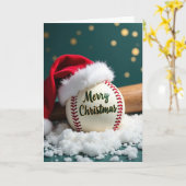 野球の休日 メリークリスマスカード カード (黄色い花)