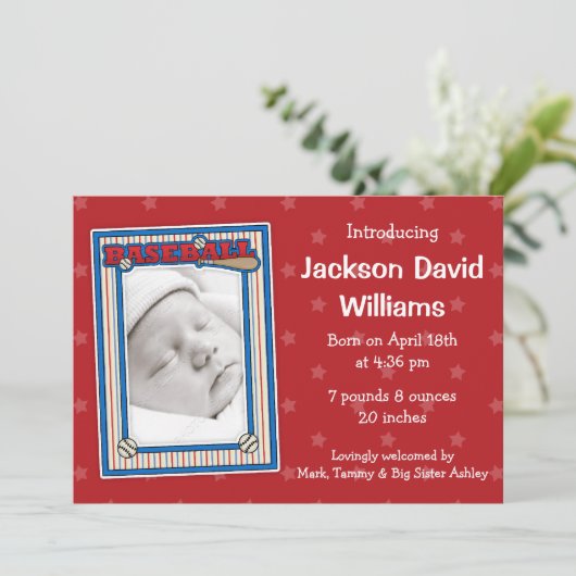 野球の写真の誕生の発表 案内状 (スタンド正面)