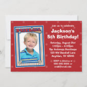 野球の写真の誕生会の赤は招待状を主演します 招待状 (正面)