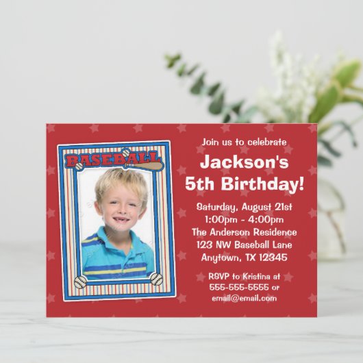 野球の写真の誕生会の赤は招待状を主演します 招待状 (スタンド正面)