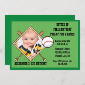 野球の写真の誕生日の招待状 招待状 (正面/裏面)