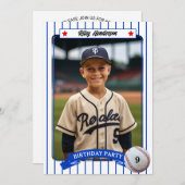 野球の写真の誕生日パーティー招待状 招待状 (正面/裏面)