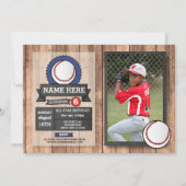 野球の写真オールスターのスポーツのパーティーの誕生日 招待状 (正面)