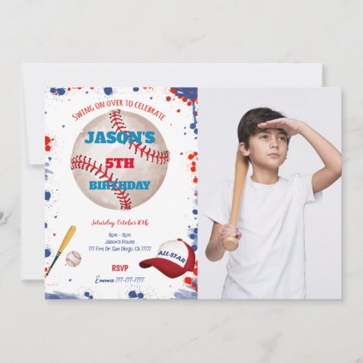 野球の写真招待状 招待状 (正面)