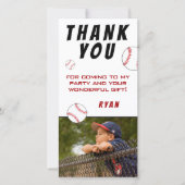 野球の写真 子供の誕生日 サンキューカード (正面)