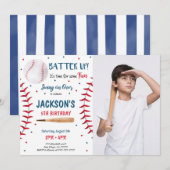 野球の写真 招待状 (正面/裏面)