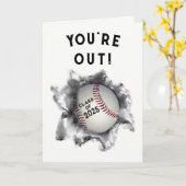 野球の卒業おめでとう カード (黄色い花)