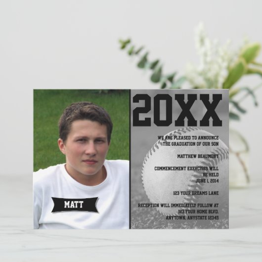 野球の卒業の発表 招待状 (スタンド正面)