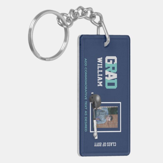 野球の卒業写真ギフトパーソナライズされた キーホルダー (正面左)