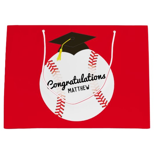 野球の卒業式パーティースポーツ ラージペーパーバッグ (正面)