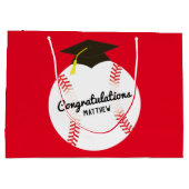 野球の卒業式パーティースポーツ ラージペーパーバッグ (裏面)